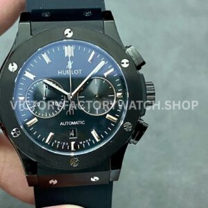 HB Factory Hublot Classic Fusion Chronograph 521.CM.1171.RX 45mm rubber strap ceramic bezel black dial replica watch