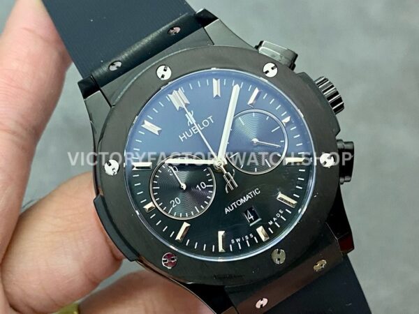 HB Factory Hublot Classic Fusion Chronograph 521.CM.1171.RX 45mm Rubber Strap Ceramic Bezel Black Dial