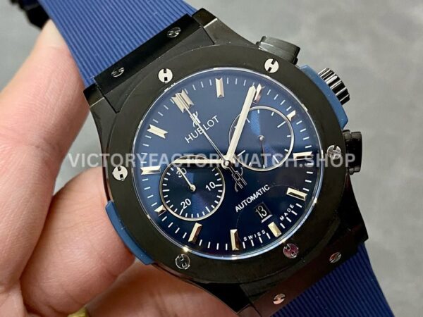 HB Factory Hublot Classic Fusion Chronograph 521.CM.7170.RX 45mm Blue Rubber Strap Ceramic Bezel Blue Dial
