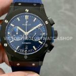 HB Factory Hublot Classic Fusion Chronograph 521.CM.7170.RX 45mm blue rubber strap ceramic bezel blue dial replica watch