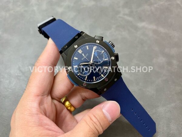 HB Factory Hublot Classic Fusion Chronograph 521.CM.7170.RX 45mm Blue Rubber Strap Ceramic Bezel Blue Dial