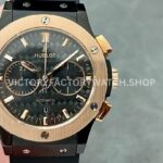 HB Factory Hublot Classic Fusion Chronograph 521.CO.1781.RX 45mm rubber strap rose gold bezel black dial replica watch