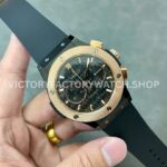 HB Factory Hublot Classic Fusion Chronograph 521.CO.1781.RX 45mm Rubber Strap Rose Gold Bezel Black Dial