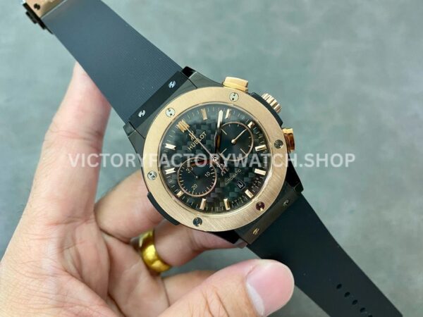 HB Factory Hublot Classic Fusion Chronograph 521.CO.1781.RX 45mm Rubber Strap Rose Gold Bezel Black Dial
