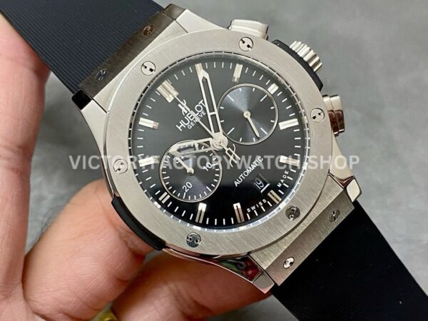HB Factory Hublot Classic Fusion Chronograph 521.NX.1170.RX 45mm Rubber Strap Titanium Bezel Black Dial
