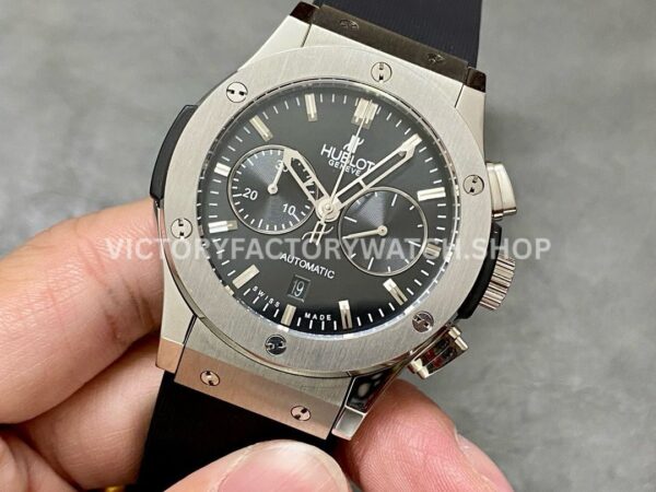 HB Factory Hublot Classic Fusion Chronograph 521.NX.1170.RX 45mm Rubber Strap Titanium Bezel Black Dial