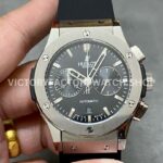 HB Factory Hublot Classic Fusion Chronograph 521.NX.1170.RX 45mm rubber strap titanium bezel black dial replica watch