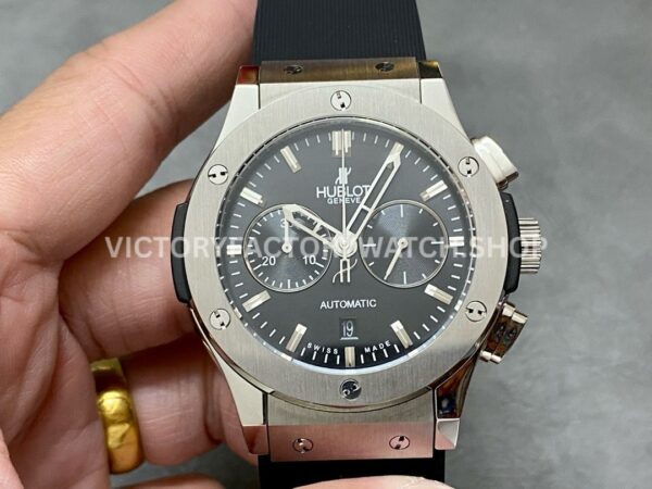 HB Factory Hublot Classic Fusion Chronograph 521.NX.1170.RX 45mm rubber strap titanium bezel black dial replica watch