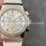 HB Factory Hublot Classic Fusion Chronograph 521.NX.2611.LR 45mm leather strap titanium bezel silver dial replica watch