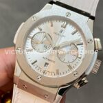 HB Factory Hublot Classic Fusion Chronograph 521.NX.2611.LR 45mm Leather Strap Titanium Bezel Silver Dial