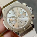 HB Factory Hublot Classic Fusion Chronograph 521.NX.2611.LR 45mm Leather Strap Titanium Bezel Silver Dial