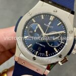 HB Factory Hublot Classic Fusion Chronograph 521.NX.7170.RX 45mm Rubber Strap Titanium Bezel Blue Dial