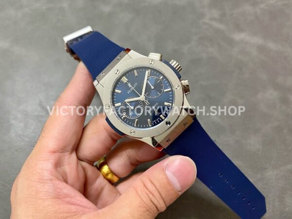 HB Factory Hublot Classic Fusion Chronograph 521.NX.7170.RX 45mm Rubber Strap Titanium Bezel Blue Dial