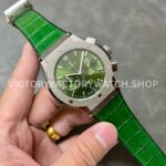 HB Factory Hublot Classic Fusion Chronograph 521.NX.8970.LR 45mm Green Leather Strap Titanium Bezel Green Dial
