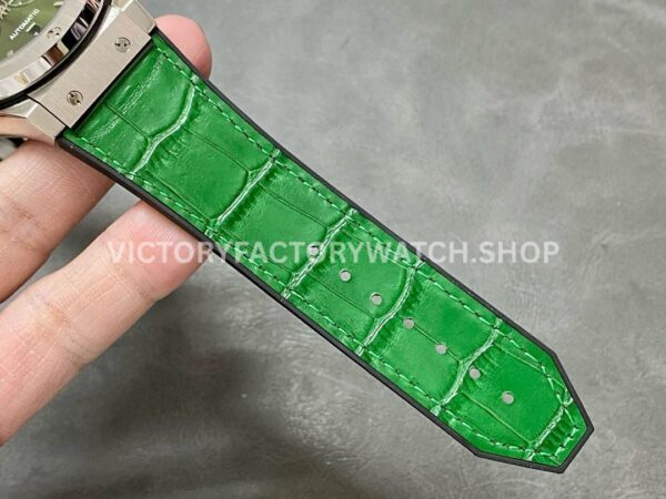 HB Factory Hublot Classic Fusion Chronograph 521.NX.8970.LR 45mm Green Leather Strap Titanium Bezel Green Dial
