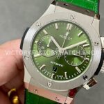HB Factory Hublot Classic Fusion Chronograph 521.NX.8970.LR 45mm Green Leather Strap Titanium Bezel Green Dial