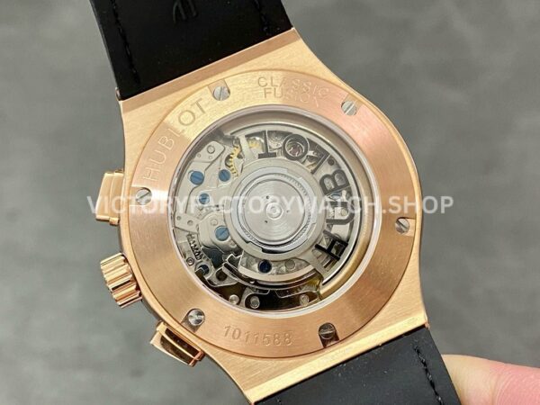 HB Factory Hublot Classic Fusion Chronograph 521.OX.1181.LR 45mm Rose Gold Leather Strap Black Dial
