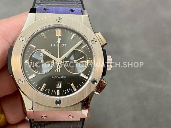 HB Factory Hublot Classic Fusion Racing Grey 521.NX.7071.LR 45mm leather strap titanium bezel grey dial replica watch