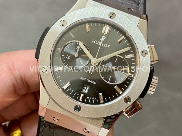 HB Factory Hublot Classic Fusion Racing Grey 521.NX.7071.LR 45mm Leather Strap Titanium Bezel Grey Dial