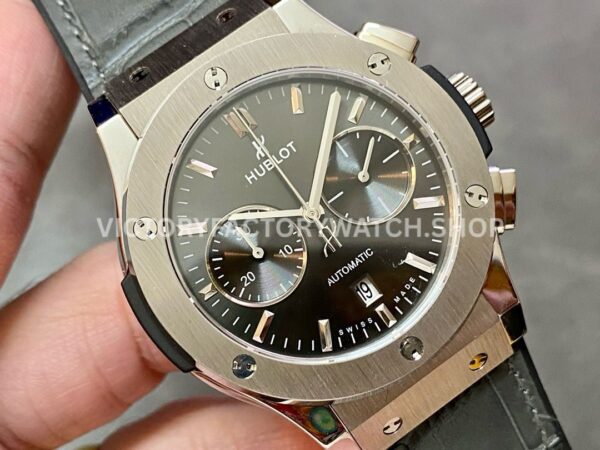 HB Factory Hublot Classic Fusion Racing Grey 521.NX.7071.LR 45mm Leather Strap Titanium Bezel Grey Dial