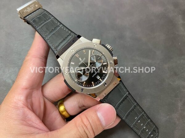 HB Factory Hublot Classic Fusion Racing Grey 521.NX.7071.LR 45mm Leather Strap Titanium Bezel Grey Dial