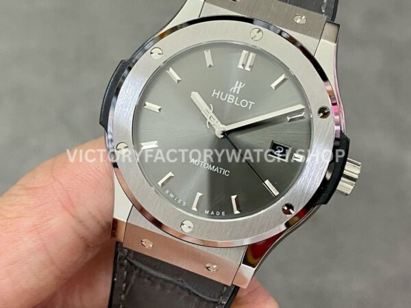 HB Factory Hublot Classic Fusion Racing Grey 542.NX.7071.LR 42mm Grey Leather Strap Titanium Bezel Grey Dial