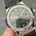 HB Factory Hublot Classic Fusion Racing Grey 542.NX.7071.LR 42mm Grey Leather Strap Titanium Bezel Grey Dial