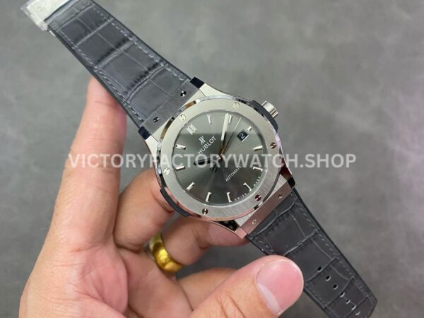 HB Factory Hublot Classic Fusion Racing Grey 542.NX.7071.LR 42mm Grey Leather Strap Titanium Bezel Grey Dial
