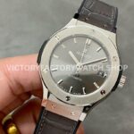 HB Factory Hublot Classic Fusion Racing Grey 565.NX.7071.LR 38mm Steel Leather Strap Grey Dial