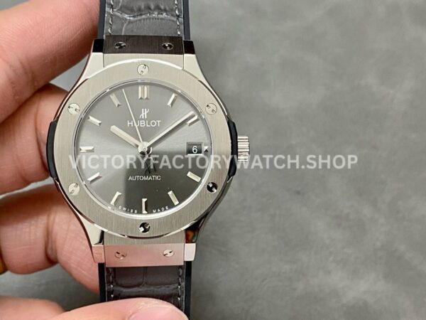 HB Factory Hublot Classic Fusion Racing Grey 565.NX.7071.LR 38mm steel leather strap grey dial replica watch