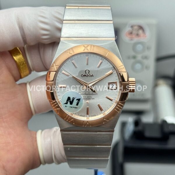 N1 Factory Omega Constellation 123.20.38.21.02.001 38mm Half Rose Gold Silver Dial (5) N1 Factory Omega Constellation 123.20.38.21.02.001 38mm half rose gold silver dial replica watch