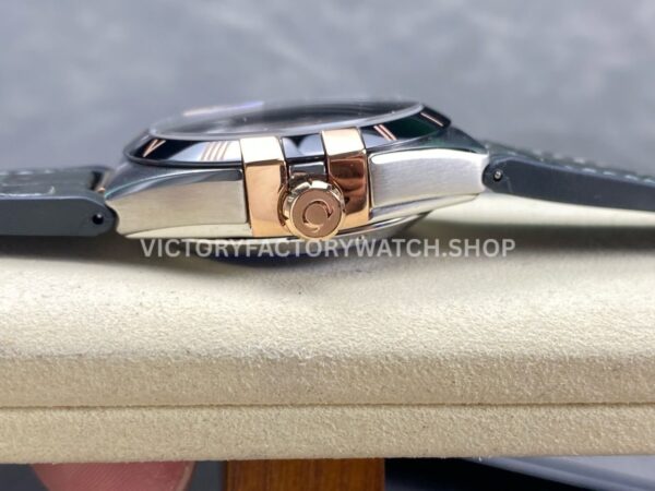 N1 Factory Omega Constellation 131.23.41.21.06.001 41mm Half Yellow Glod Black Leather Strap Grey Dial