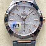 N1 Factory Omega Constellation 131.23.41.21.06.001 41mm half yellow gold black leather strap grey dial replica watch