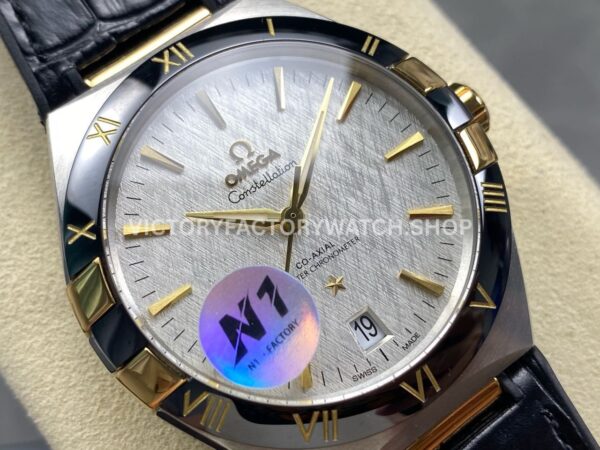 N1 Factory Omega Constellation 131.23.41.21.06.002 41mm Half Yellow Glod Black Leather Strap Grey Dial (5) N1 Factory Omega Constellation 131.23.41.21.06.002 41mm Half Yellow Glod Black Leather Strap Grey Dial
