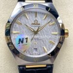 N1 Factory Omega Constellation 131.23.41.21.06.002 41mm Half Yellow Glod Black Leather Strap Grey Dial (6) N1 Factory Omega Constellation 131.23.41.21.06.002 41mm half yellow gold black leather strap grey dial replica watch