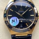 N1 Factory Omega Constellation 131.63.41.21.01.001 41mm Yellow Glod Black Leather Strap Black Dial (9) N1 Factory Omega Constellation 131.63.41.21.01.001 41mm yellow gold black leather strap black dial replica watch