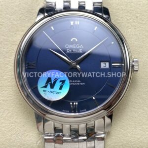 N1 Factory Omega De Ville Prestige 424.10.37.20.03.001 39.5mm full steel Roman number blue dial replica watch
