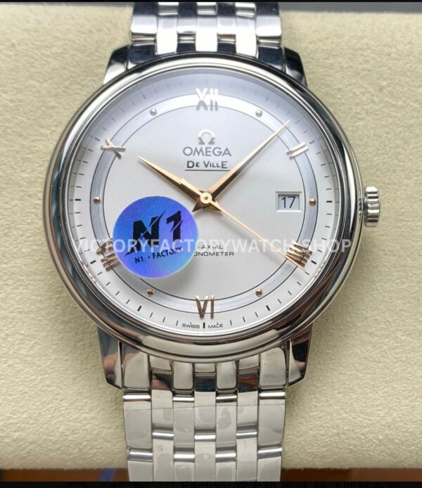 N1 Factory Omega De Ville Prestige 424.10.40.20.02.002 39.5mm Full Steel Roman Number Silver Dial (1) N1 Factory Omega De Ville Prestige 424.10.40.20.02.002 39.5mm full steel Roman number silver dial replica watch