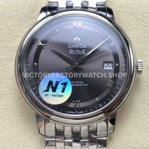 N1 Factory Omega De Ville Prestige 424.10.40.20.06.001 39.5mm full steel Roman number grey dial replica watch