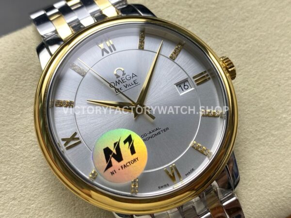 N1 Factory Omega De Ville Prestige 424.20.37.20.02.001 39.5mm Half Yellow Gold Roman Number Silver Dial (9) N1 Factory Omega De Ville Prestige 424.20.37.20.02.001 39.5mm Half Yellow Gold Roman Number Silver Dial