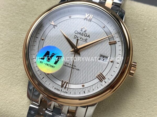 N1 Factory Omega De Ville Prestige 424.20.40.20.02.002 39.5mm Half Rose Gold Roman Number Silver Dial (9) N1 Factory Omega De Ville Prestige 424.20.40.20.02.002 39.5mm Half Rose Gold Roman Number Silver Dial