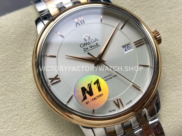 N1 Factory Omega De Ville Prestige 424.20.40.20.02.005 39.5mm Half Yellow Gold Roman Number Silver Dial (5) N1 Factory Omega De Ville Prestige 424.20.40.20.02.005 39.5mm Half Yellow Gold Roman Number Silver Dial