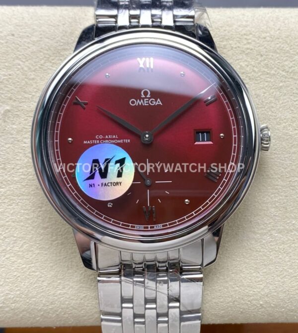 N1 Factory Omega De Ville Prestige 434.10.41.20.11.001 41mm Full Steel Roman Numerals Red Dial (4) N1 Factory Omega De Ville Prestige 434.10.41.20.11.001 41mm full steel Roman numerals red dial replica watch