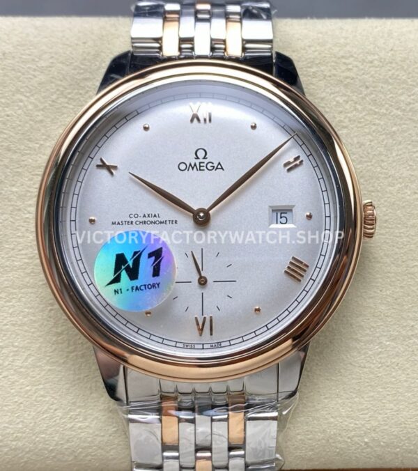 N1 Factory Omega De Ville Prestige 434.20.41.20.02.001 41mm Half Yellow Gold Roman Numerals Silver Dial (7) N1 Factory Omega De Ville Prestige 434.20.41.20.02.001 41mm half yellow gold Roman numerals silver dial replica watch