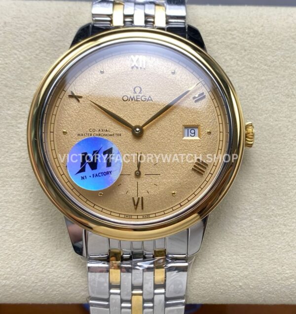 N1 Factory Omega De Ville Prestige 434.20.41.20.08.001 41mm Half Yellow Gold Roman Numerals Champagne Dial (7) N1 Factory Omega De Ville Prestige 434.20.41.20.08.001 41mm half yellow gold Roman numerals champagne dial replica watch