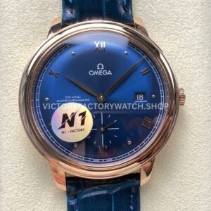 N1 Factory Omega De Ville Prestige 434.53.41.20.03.001 41mm Rose Gold Blue Leather Strap Roman Numerals Blue Dial (10) N1 Factory Omega De Ville Prestige 434.53.41.20.03.001 41mm rose gold blue leather strap Roman numerals blue dial replica watch