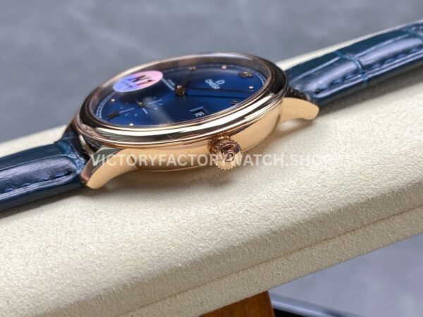 N1 Factory Omega De Ville Prestige 434.53.41.20.03.001 41mm Rose Gold Blue Leather Strap Roman Numerals Blue Dial