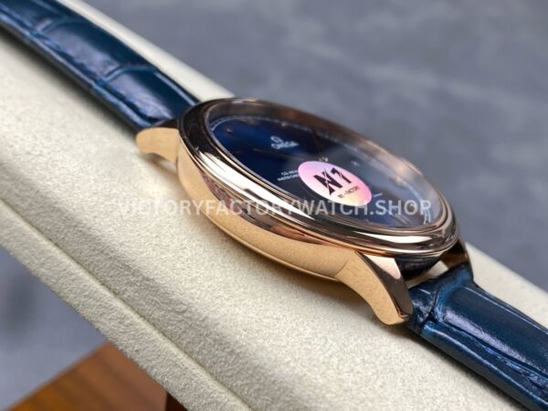 N1 Factory Omega De Ville Prestige 434.53.41.20.03.001 41mm Rose Gold Blue Leather Strap Roman Numerals Blue Dial