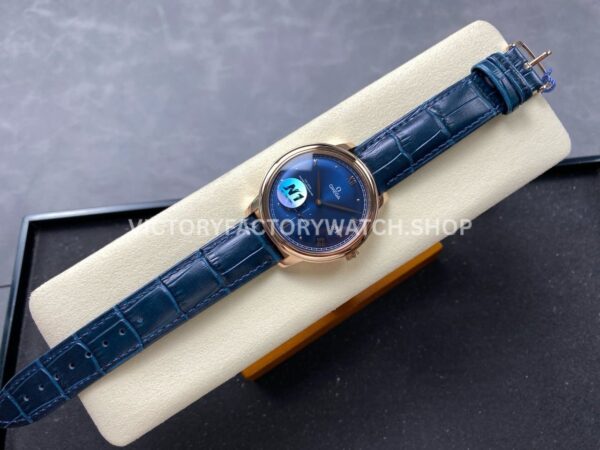 N1 Factory Omega De Ville Prestige 434.53.41.20.03.001 41mm Rose Gold Blue Leather Strap Roman Numerals Blue Dial