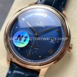 N1 Factory Omega De Ville Prestige 434.53.41.20.03.001 41mm Rose Gold Blue Leather Strap Roman Numerals Blue Dial